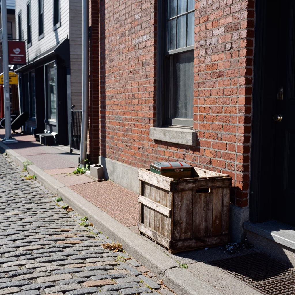 Halifax Nova Scotia Early Afternoon Street Scene with Tin Tea Box and Local Interaction in in Halifax, Nova Scotia, Canada
