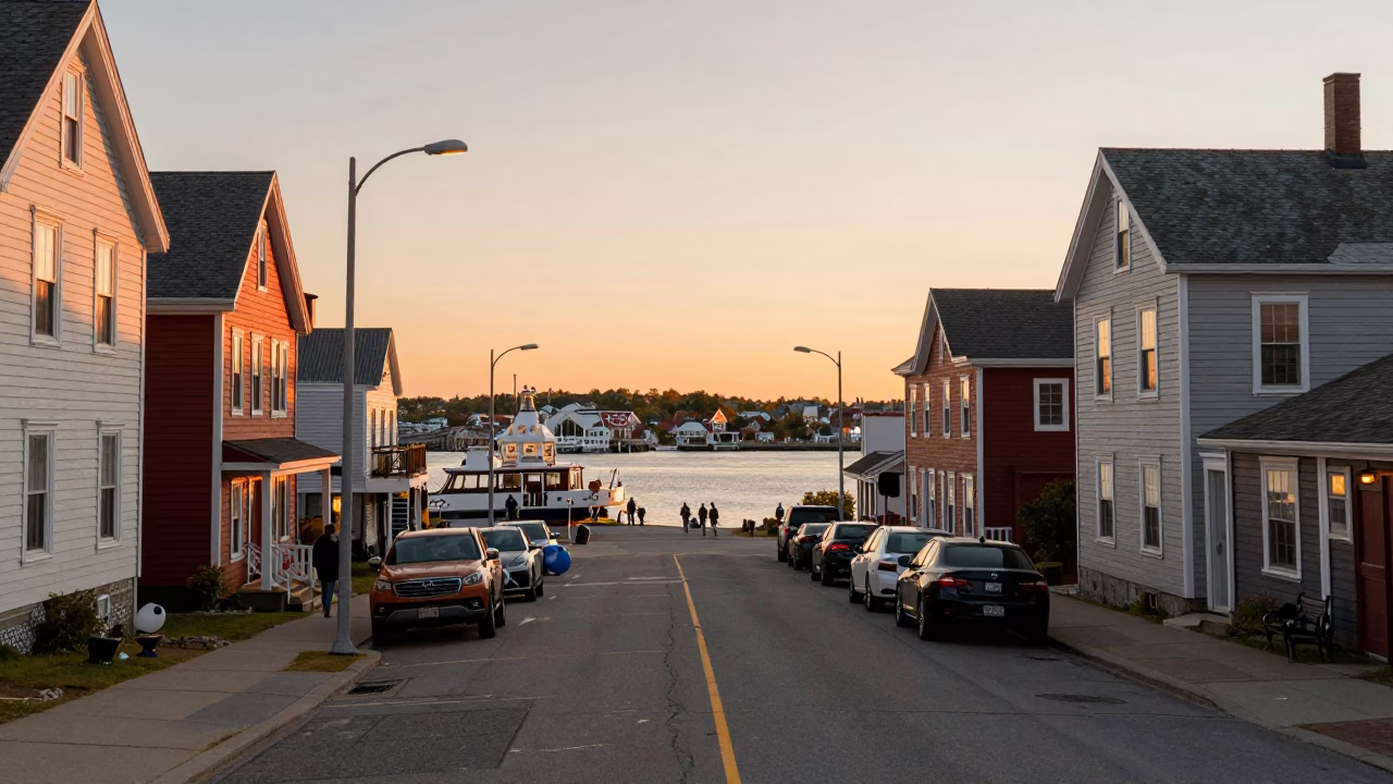 Halifax Nova Scotia Harbor Evening Light Historic Waterfront Street Scene in in Halifax, Nova Scotia, Canada