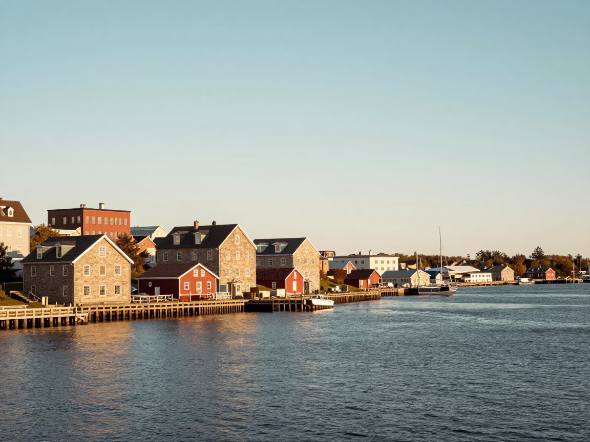 Halifax Nova Scotia Harbor Front Early Afternoon Landscape with Vintage 1960s Maritime Atmosphere in in Halifax, Nova Scotia, Canada