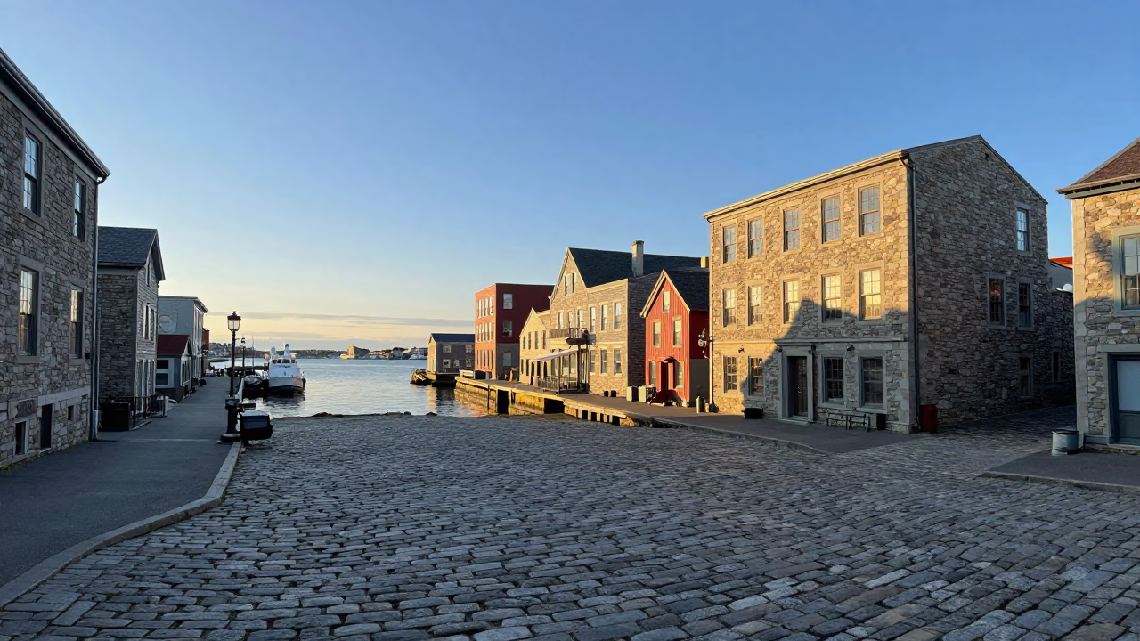 Halifax Nova Scotia Harbor Late Afternoon Light Historic Waterfront Street Scene in in Halifax, Nova Scotia, Canada