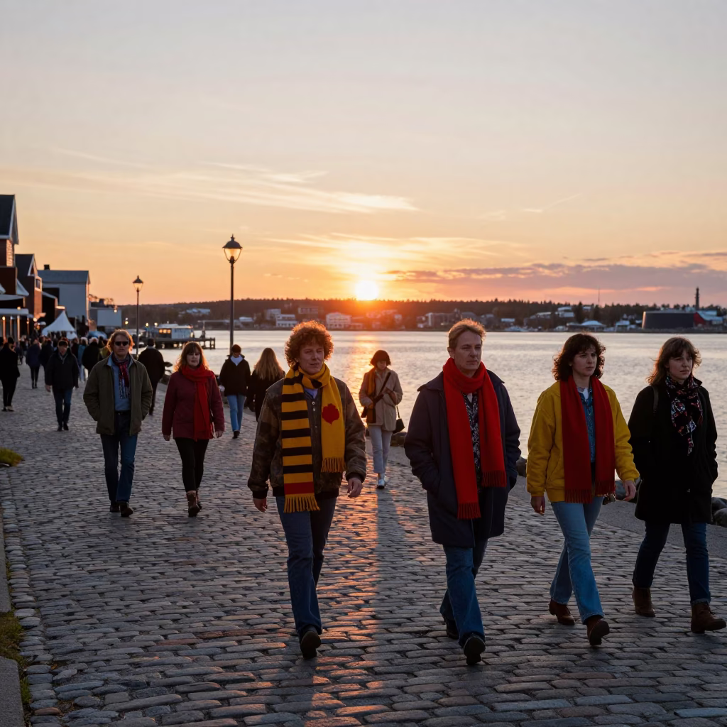 Halifax Nova Scotia Harbor Sunset Wool Scarves High Fashion 1980s Street Photography in in Halifax, Nova Scotia, Canada
