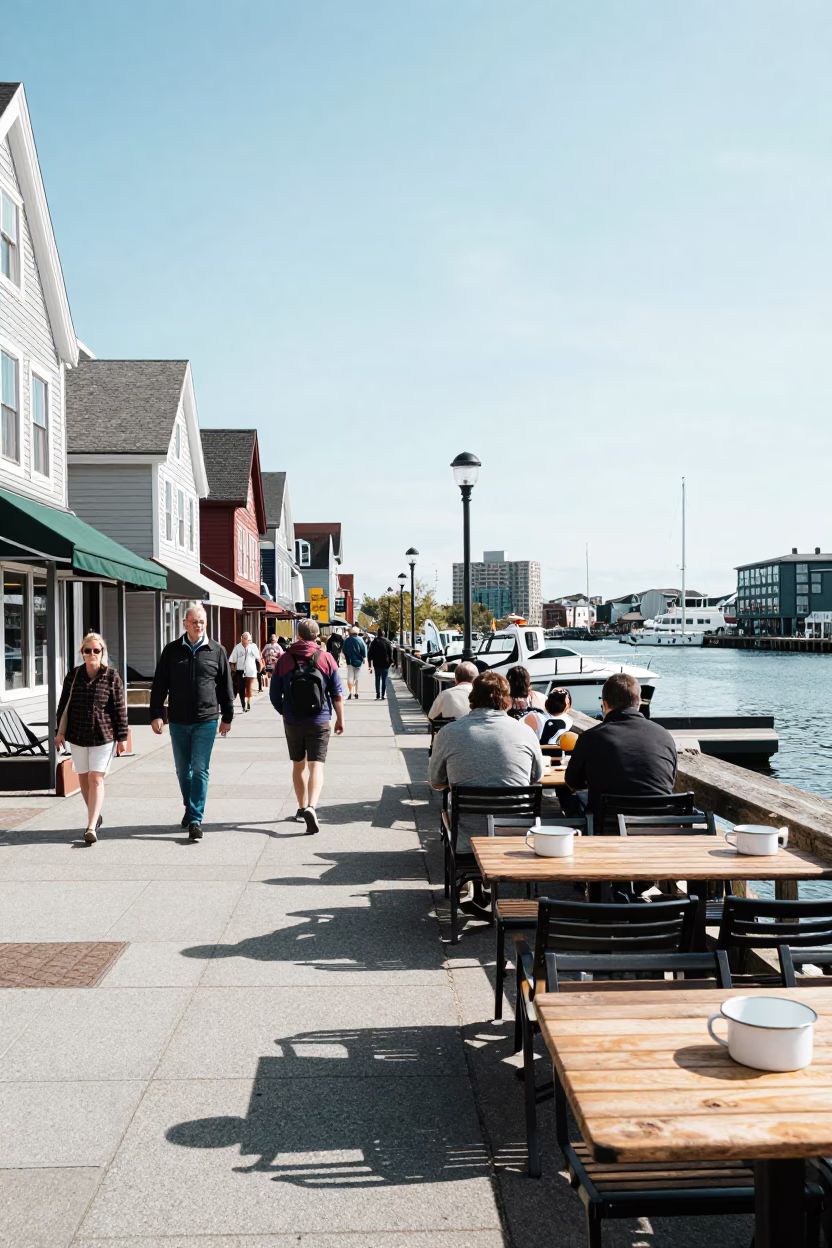 Halifax Nova Scotia Harbour Front Street Scene Bright Midmorning Light in in Halifax, Nova Scotia, Canada