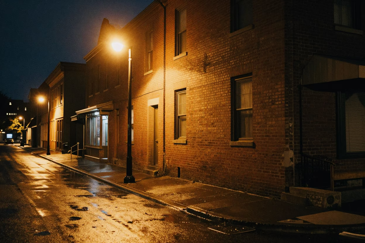 Halifax Nova Scotia Night Street Scene with Vintage 1980s Aesthetic and Local Atmosphere in in Halifax, Nova Scotia, Canada