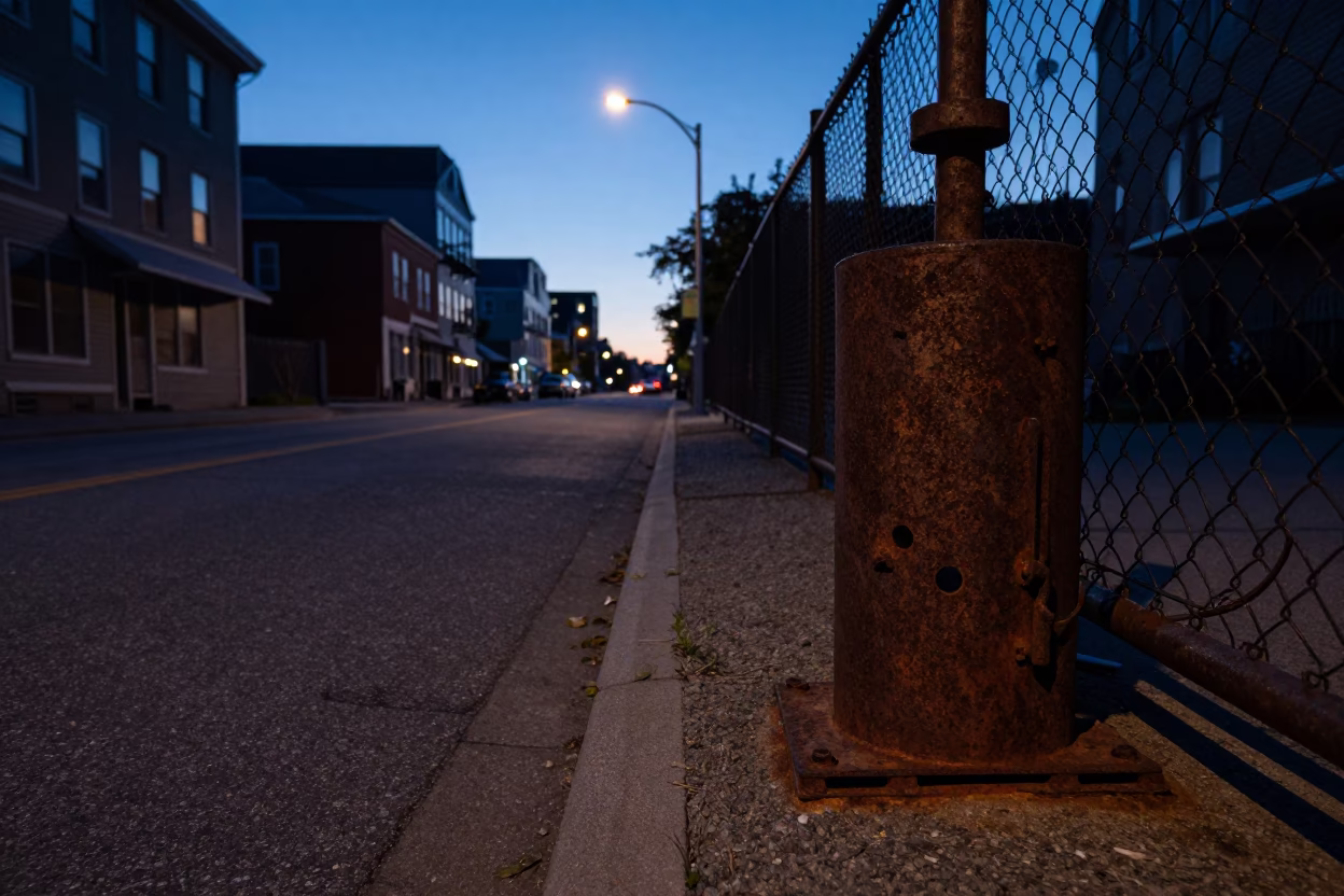 Halifax Nova Scotia pre-dawn street scene with turnbuckle and urban infrastructure in in Halifax, Nova Scotia, Canada
