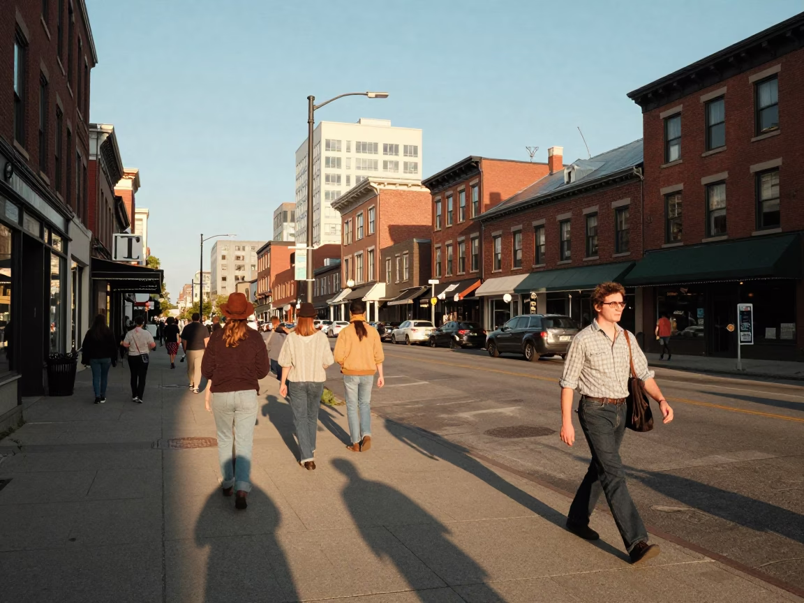 Halifax Nova Scotia Street Scene Late Afternoon Light Busy Urban Moment in in Halifax, Nova Scotia, Canada