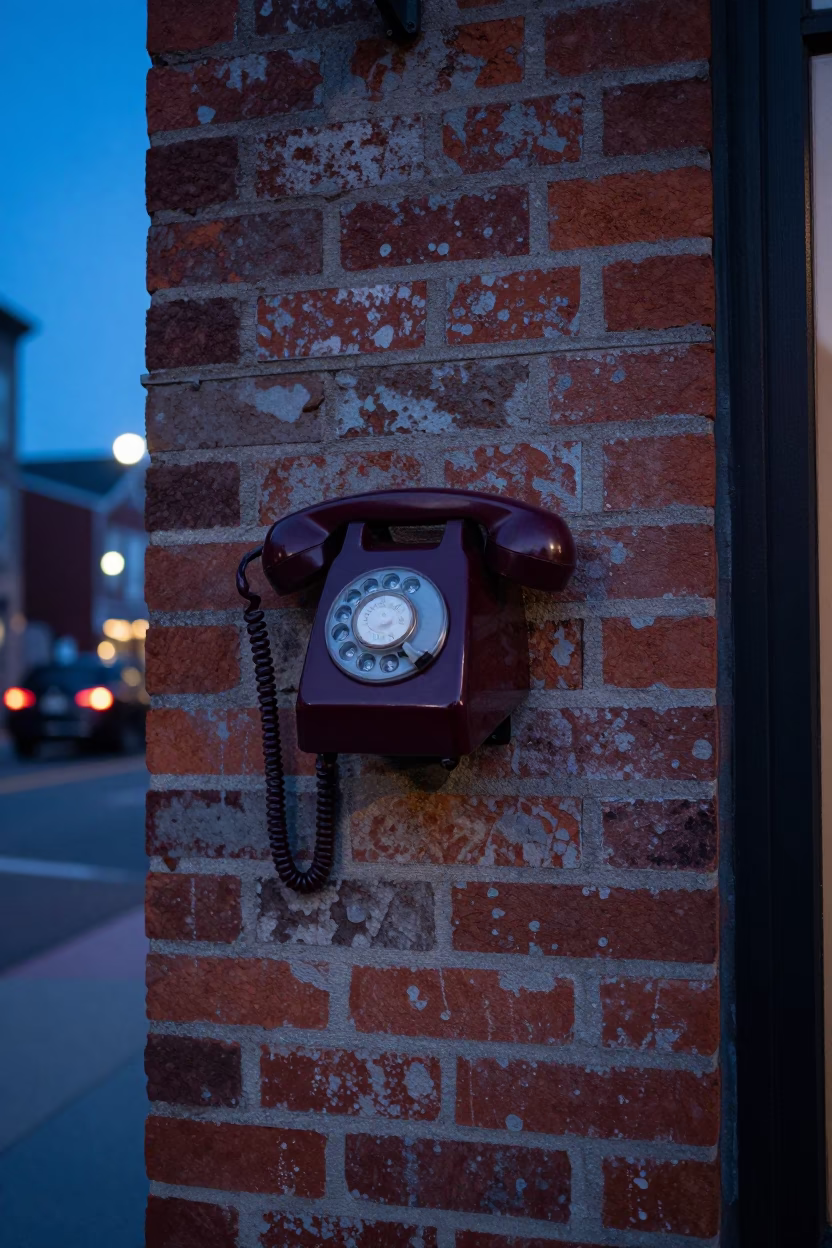Halifax Nova Scotia Twilight Street Scene with Vintage Bakelite Telephone and Succulents in in Halifax, Nova Scotia, Canada