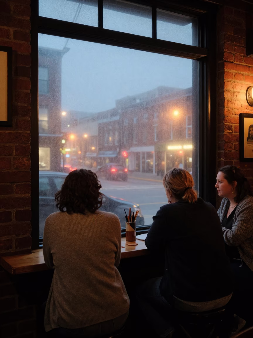 Halifax Pub Interior with Patrons in Cardigans at Dusk in in Halifax, Nova Scotia, Canada