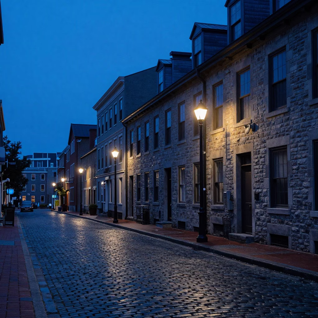 Halifax Street Scene at Blue Hour in in Halifax, Nova Scotia, Canada