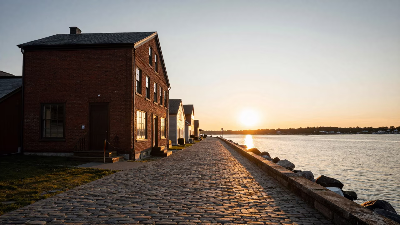 Halifax Sunset View of Waterfront Boardwalk and Historic Architecture in in Halifax, Nova Scotia, Canada