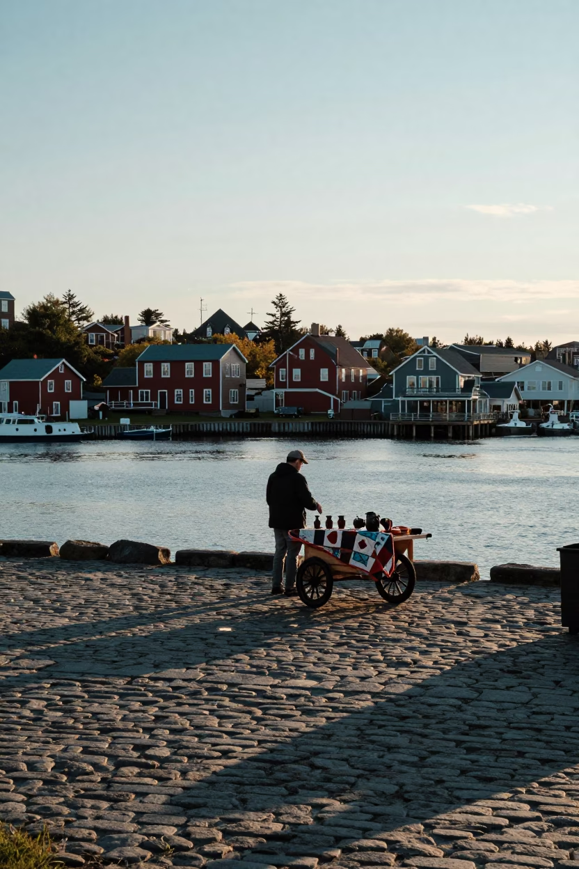 Halifax Waterfront Early Morning Scene with Quilt and Carafe in in Halifax, Nova Scotia, Canada