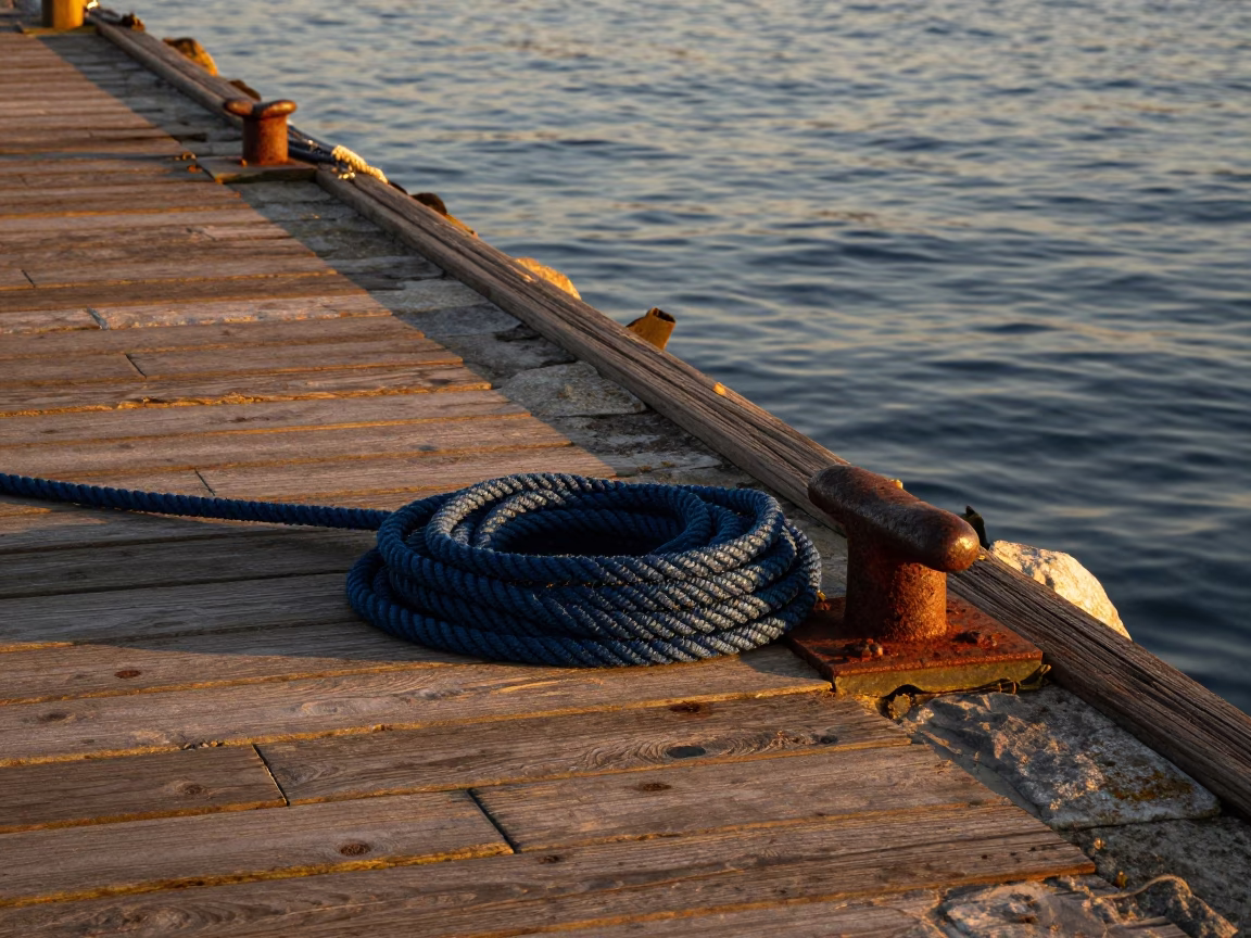 Halifax Waterfront Evening with Coiled Rope and Dockside Details in in Halifax, Nova Scotia, Canada