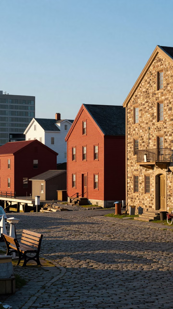 Halifax Waterfront Historic District Late Afternoon Light and Maritime Details in in Halifax, Nova Scotia, Canada
