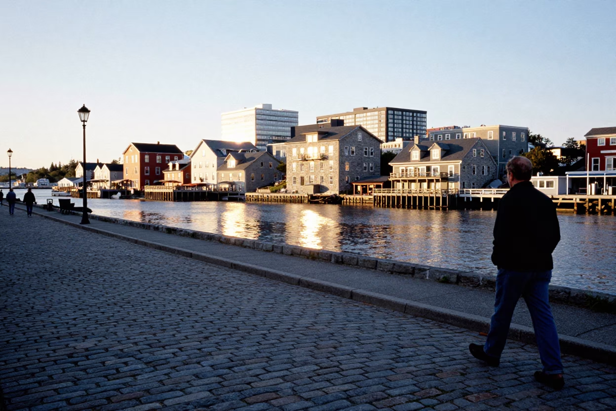 Halifax Waterfront Late Afternoon Street Scene with Charm Bracelet Detail in in Halifax, Nova Scotia, Canada