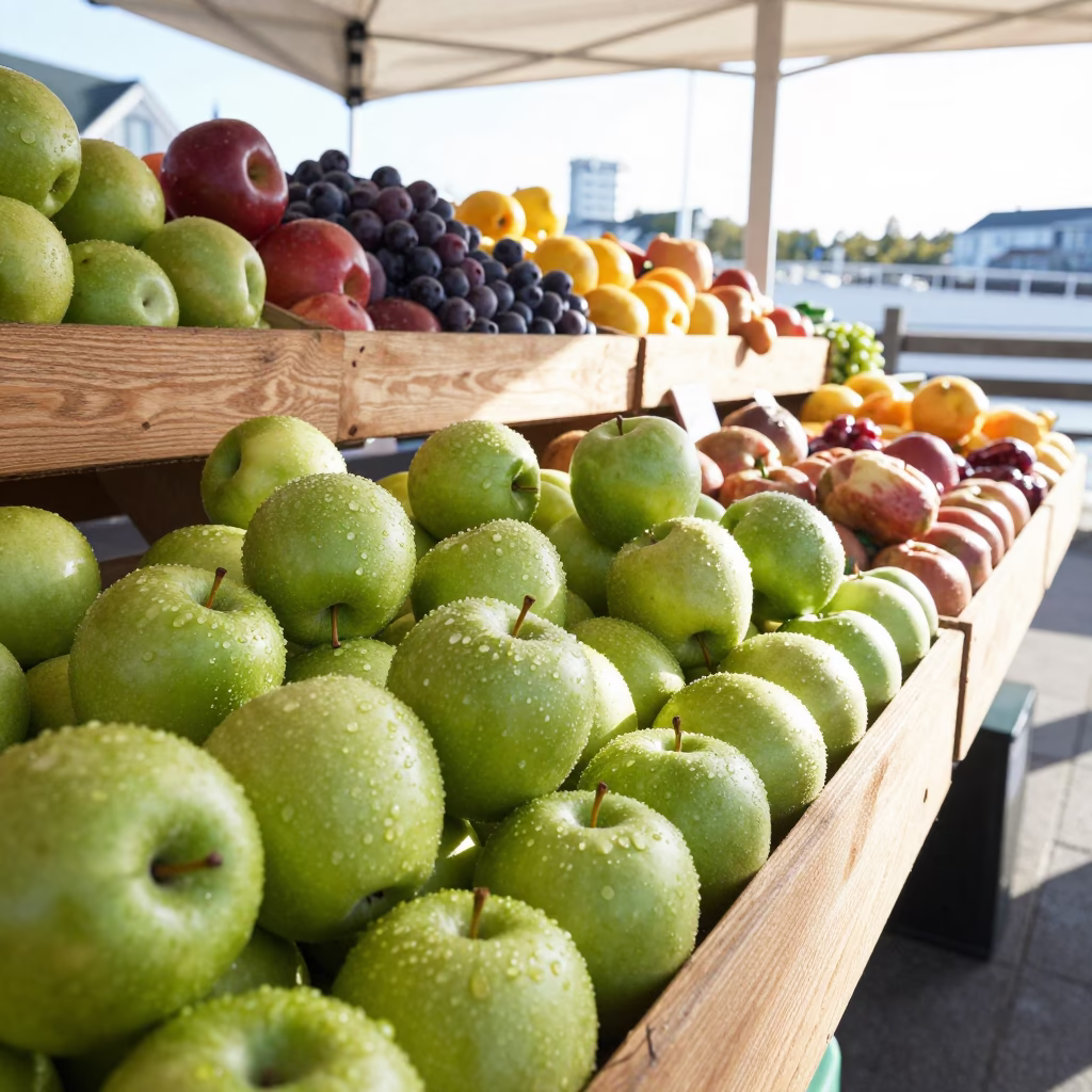 Halifax Waterfront Market Stall Displaying Fresh Local Produce in in Halifax, Nova Scotia, Canada
