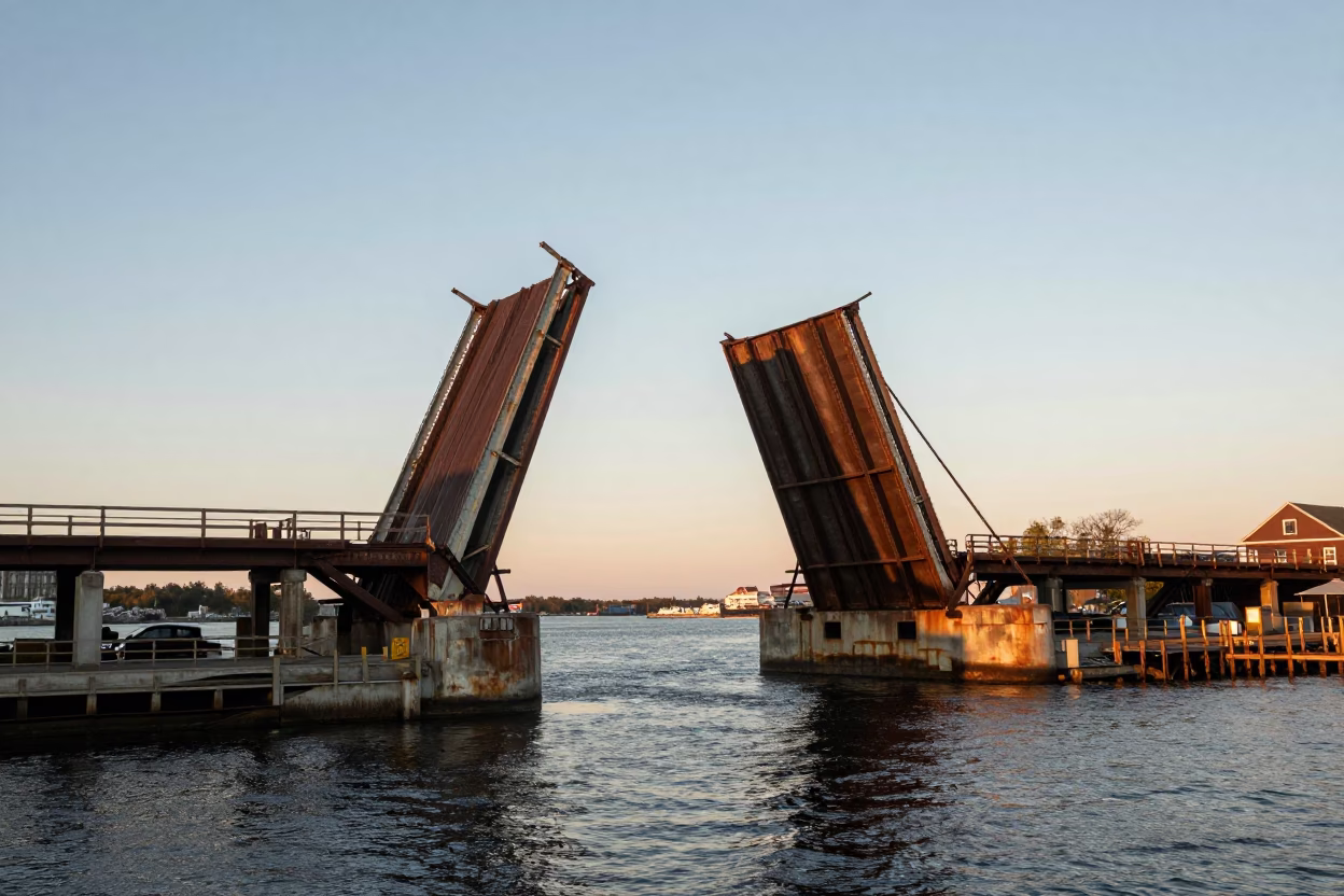 Halifax Waterfront Rusted Drawbridge Golden Hour Photograph in in Halifax, Nova Scotia, Canada