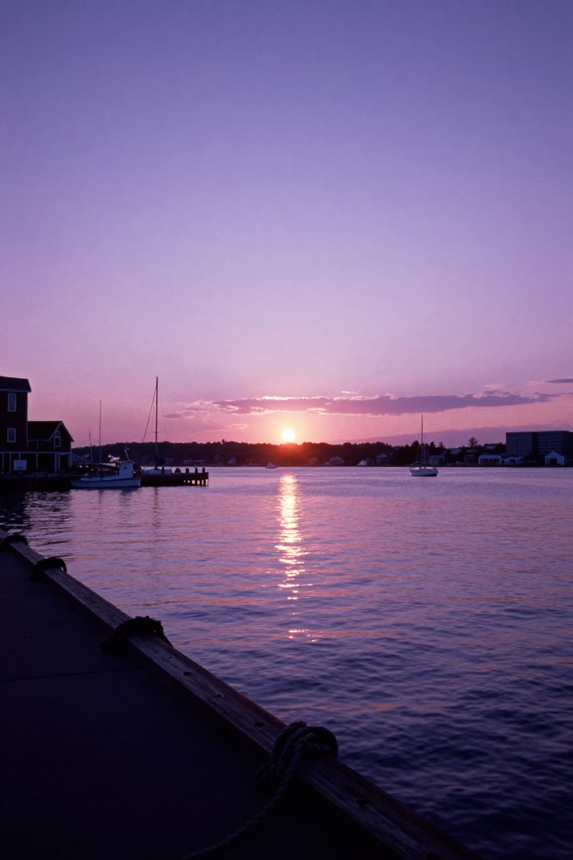 Halifax Waterfront Sunset View of Pier and Nautical Rope with Maritime Heritage in in Halifax, Nova Scotia, Canada