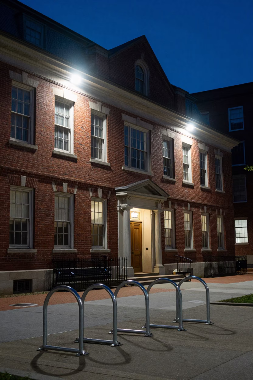 Hall Exterior in Boston at Midnight Light in in Boston, Massachusetts, United States