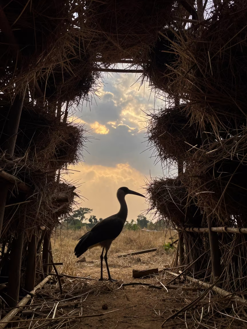 Hamerkop Bird Nest in Skylit Dinajpur Passage in inside a skylit passageway near Dinajpur