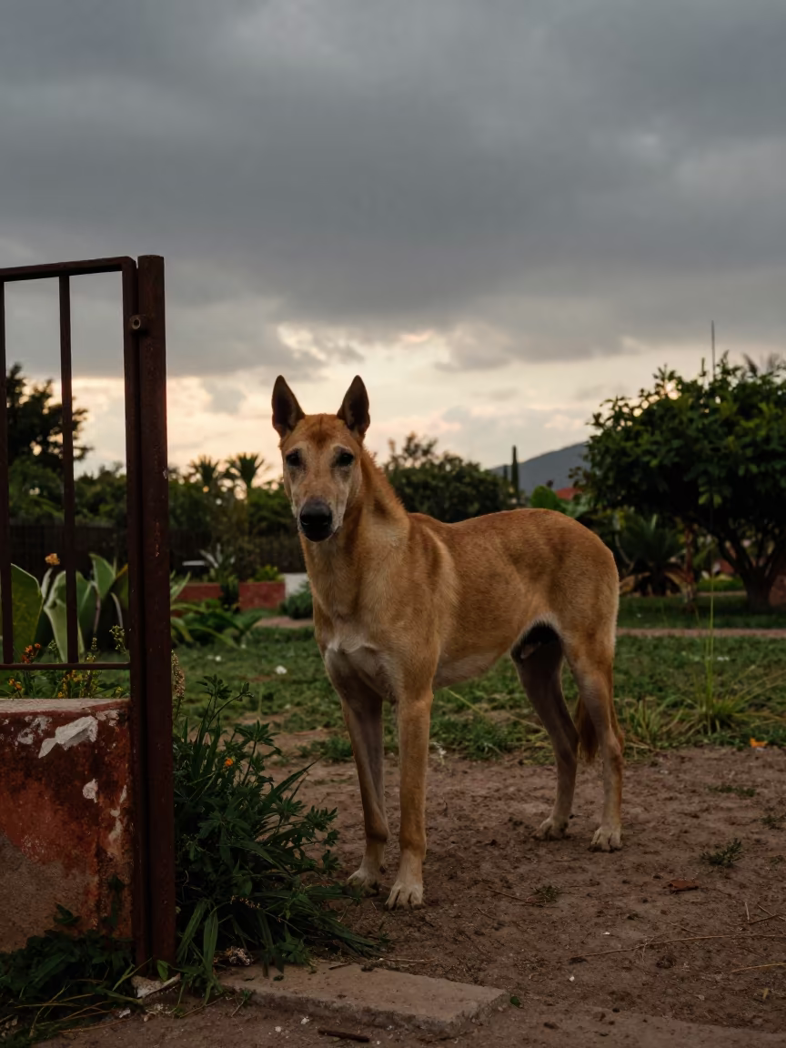 Hamiltonstovare Silhouette at Garden Edge in near a garden edge with soft morning light and an uncluttered background near Santiago de Querétaro