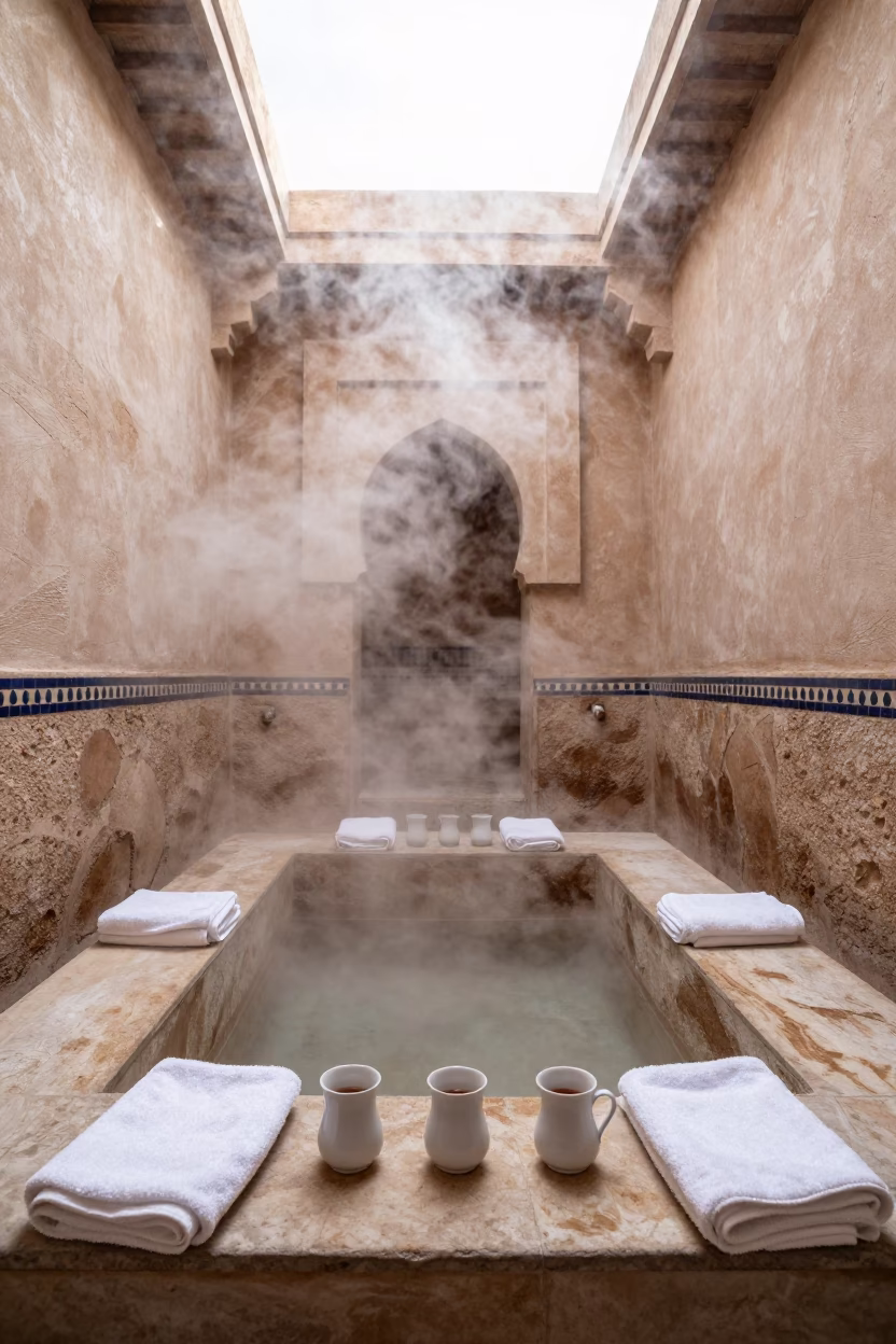 Hammam Interior in Casablanca in in Casablanca, Morocco
