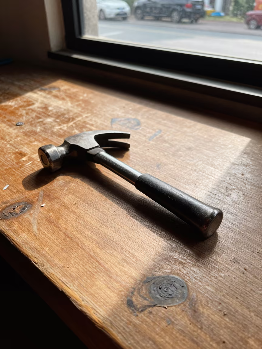 Hammer on Cafe Table by Window in on a cafe table by a window near Cox's Bazar