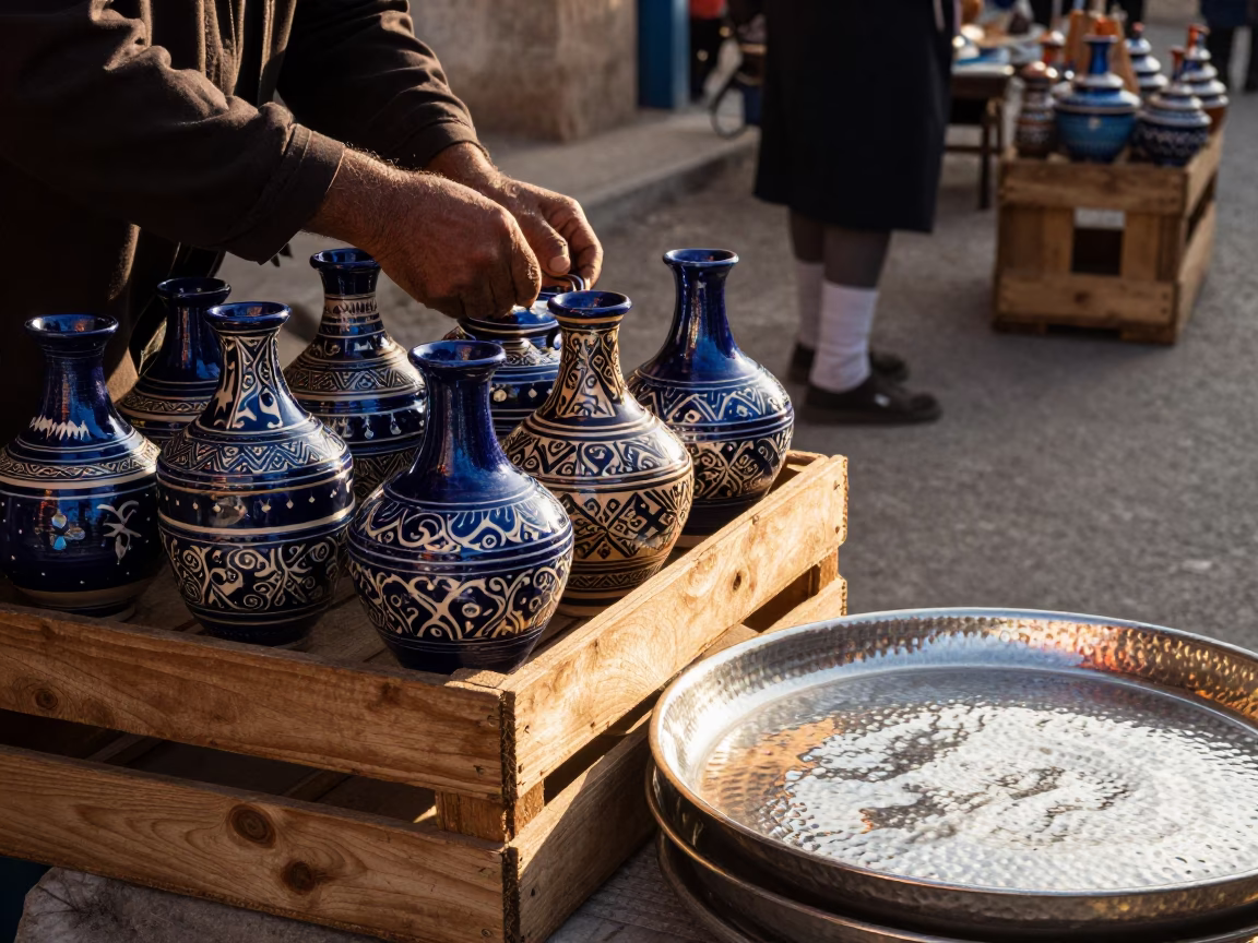 Hammered Metal in Tunis at Late Afternoon Light in in Tunis, Tunisia