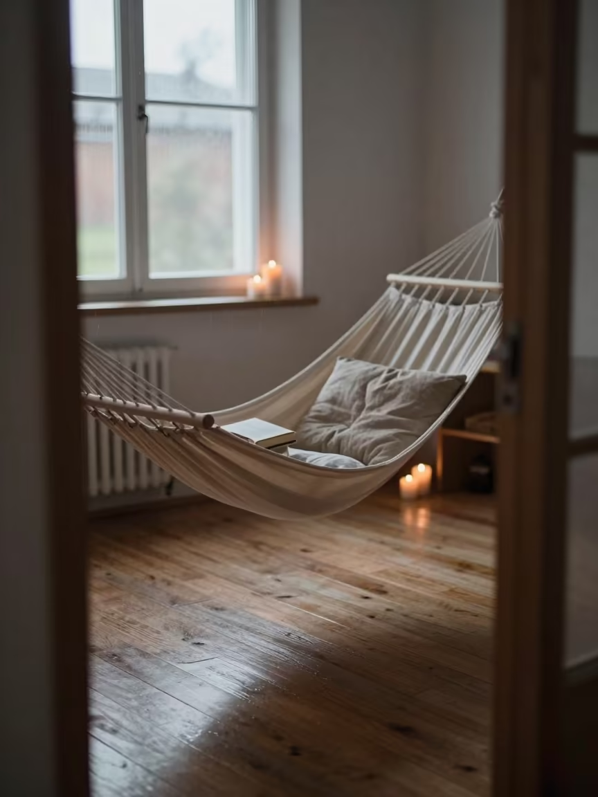 Hammock in Candlelit Bedroom Uppsala in in a candlelit bedroom in Uppsala