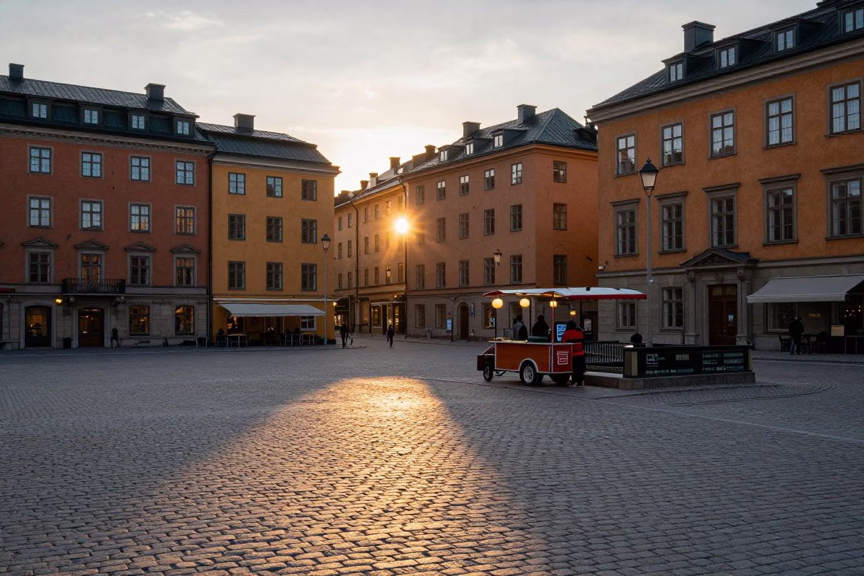 Hamngatan Square at Sunset Light in Stockholm in in Stockholm, Sweden