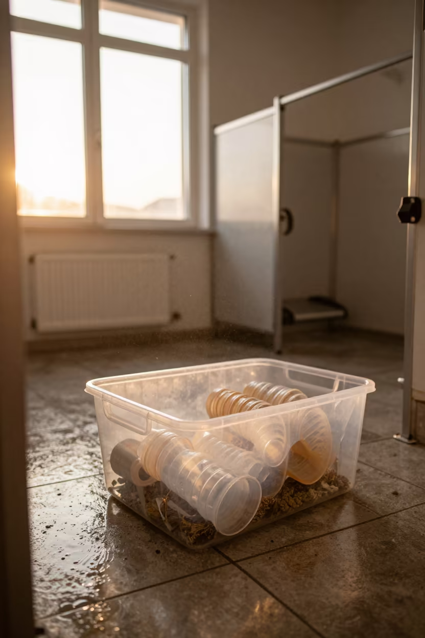 Hamster Habitat Bin at Dog Wash Station in at a self-serve dog wash station in Sibiu