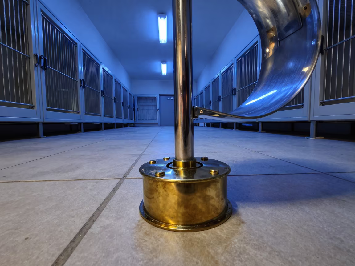 Hamster Wheel Axle Cup in Novara Kennel Corridor in in a boarding kennel corridor in Novara