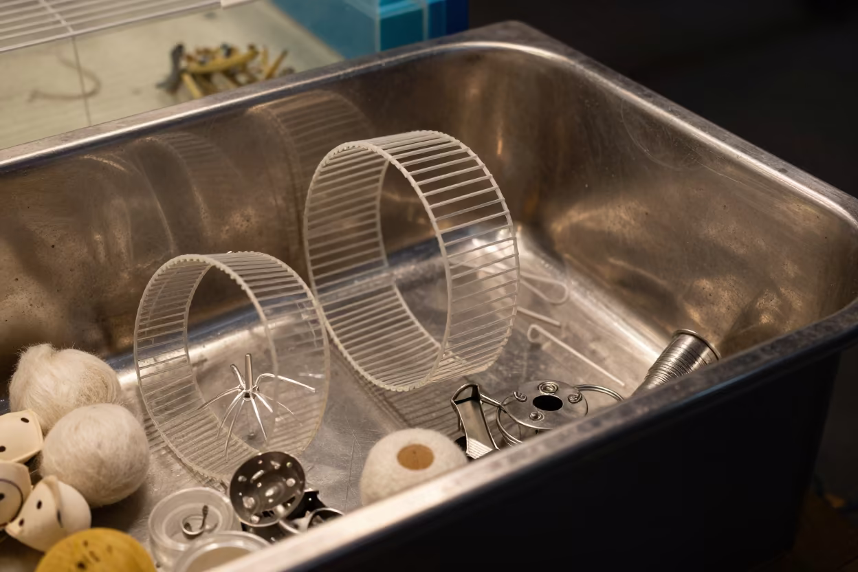 Hamster Wheel Parts in Podgorica Back Room in inside a fish bagging counter zone in Podgorica