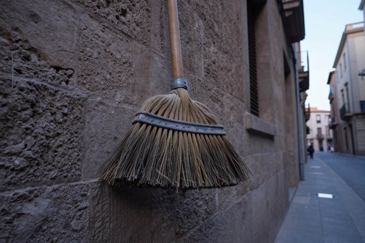 Hand Broom in Barcelona in in Barcelona, Spain
