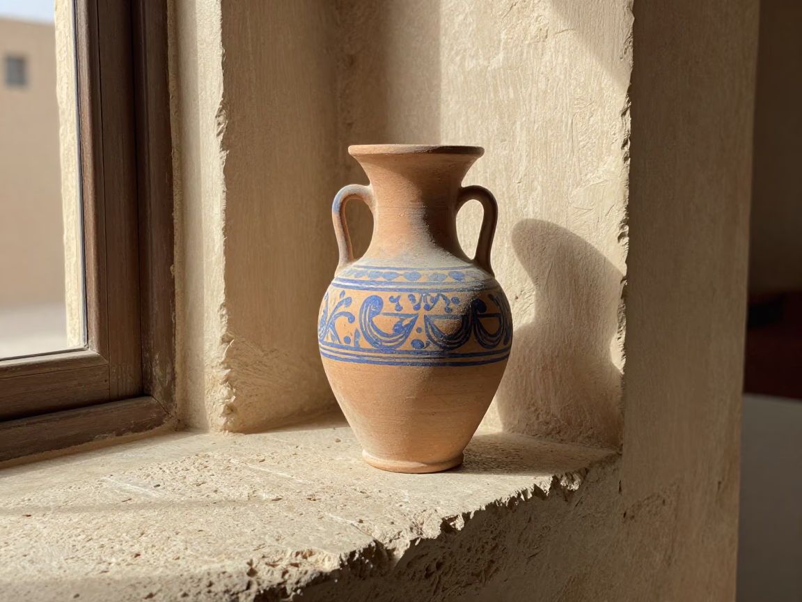 Hand-painted Terracotta Vase in Luxor in in Luxor, Egypt