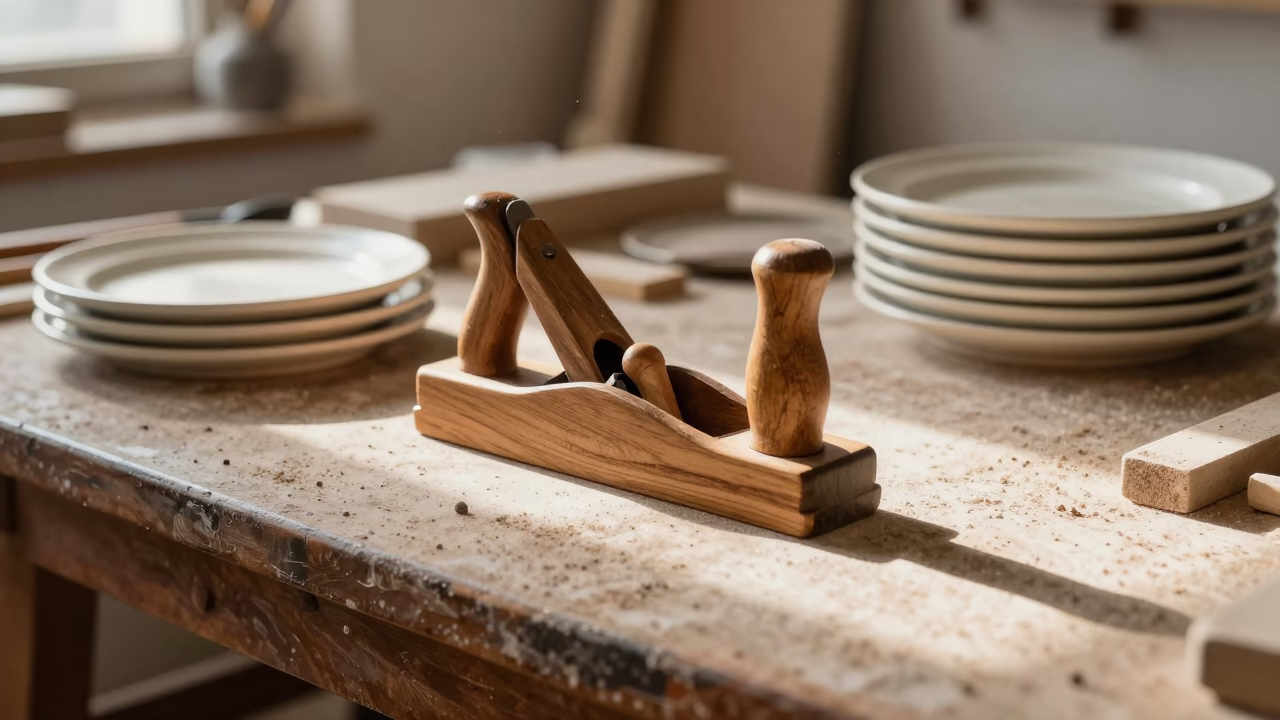 Hand Plane in Athens at As First Light Reaches The Scene in in Athens, Greece