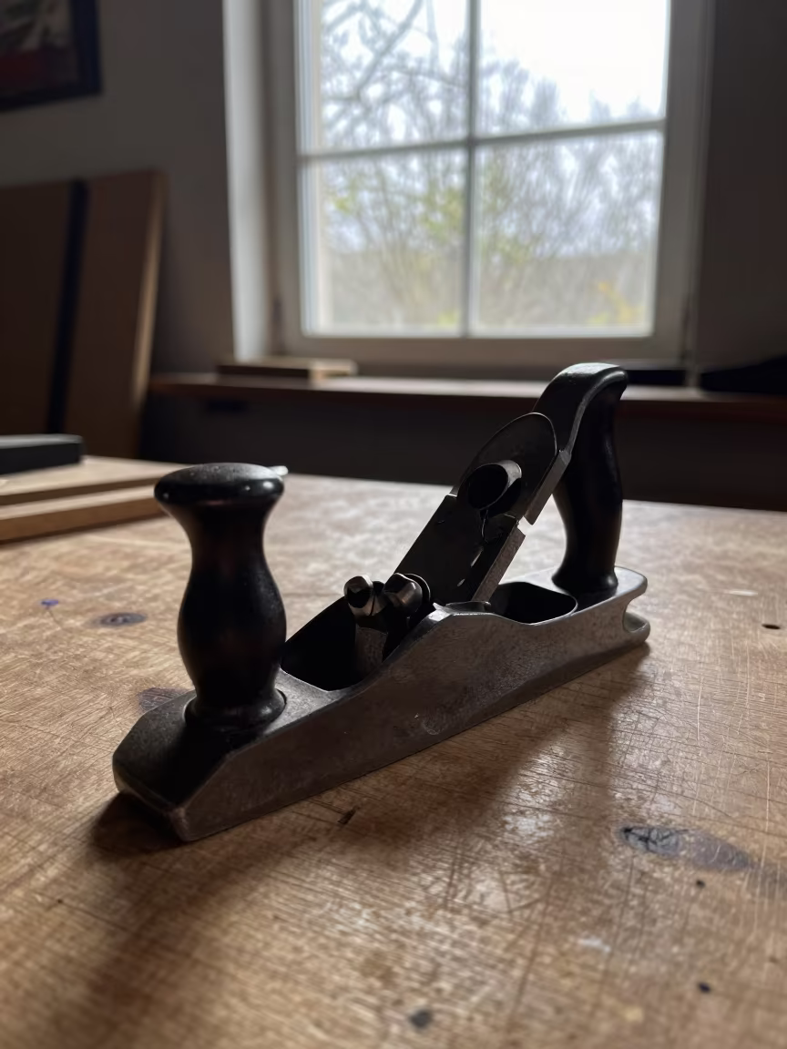 Hand Plane on Woodshop Bench in Tanta in on a workshop shelf near Tanta