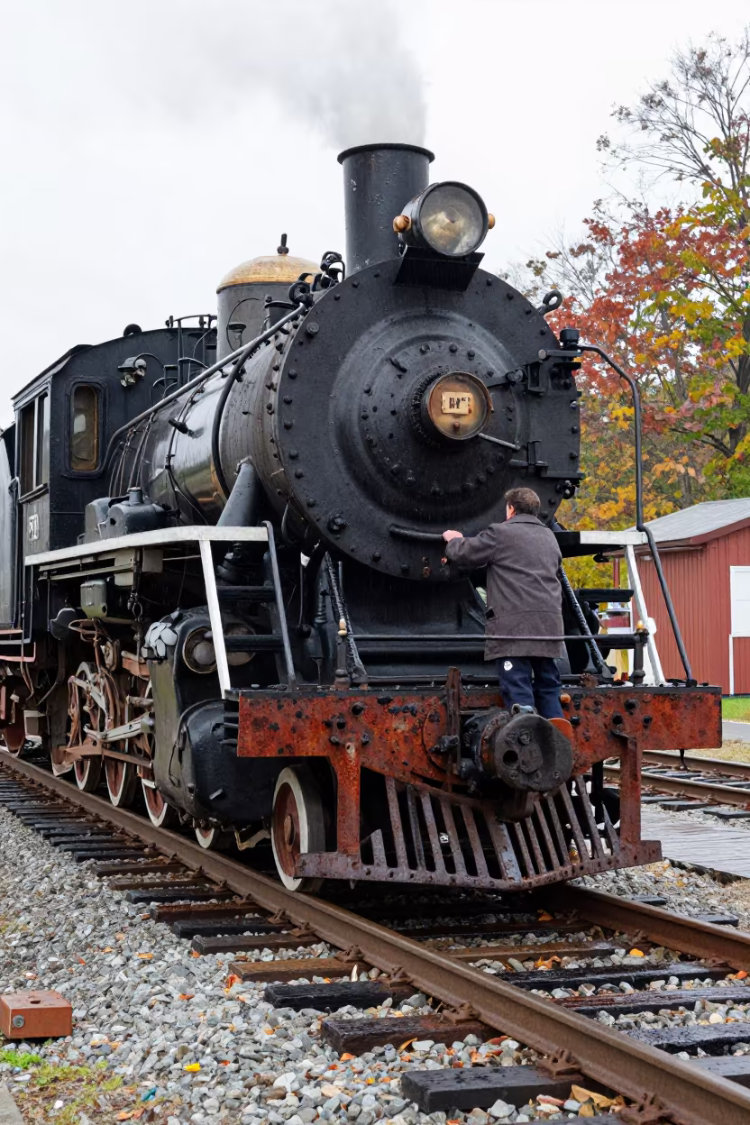 Hand-Powered Locomotive Turntable in West Virginia Autumn in along a switchback approach in West Virginia