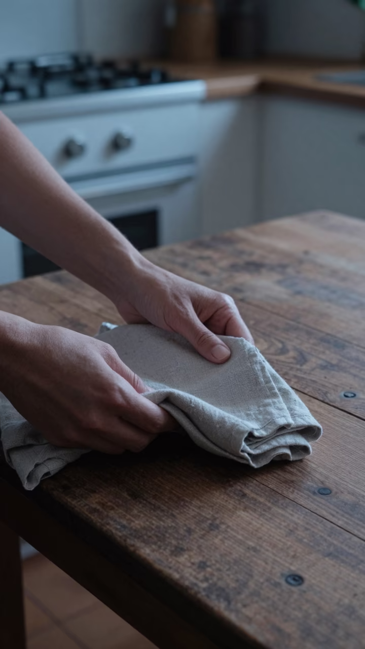 Hands Folding Linen in Barcelona in in Barcelona, Spain