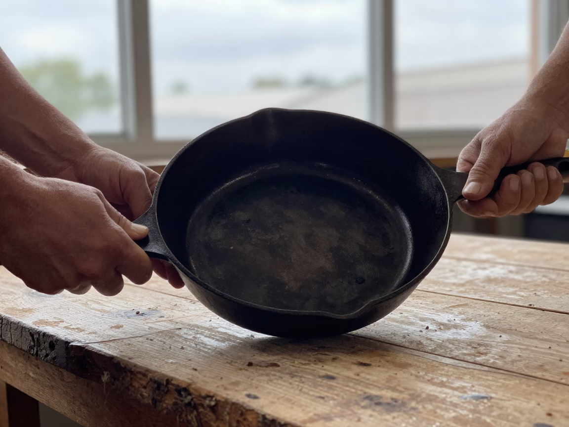 Hands Holding Skillet in Nashville in in Nashville, Tennessee, United States