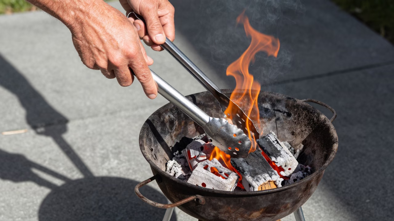 Hands Holding Tongs in Christchurch in in Christchurch, New Zealand