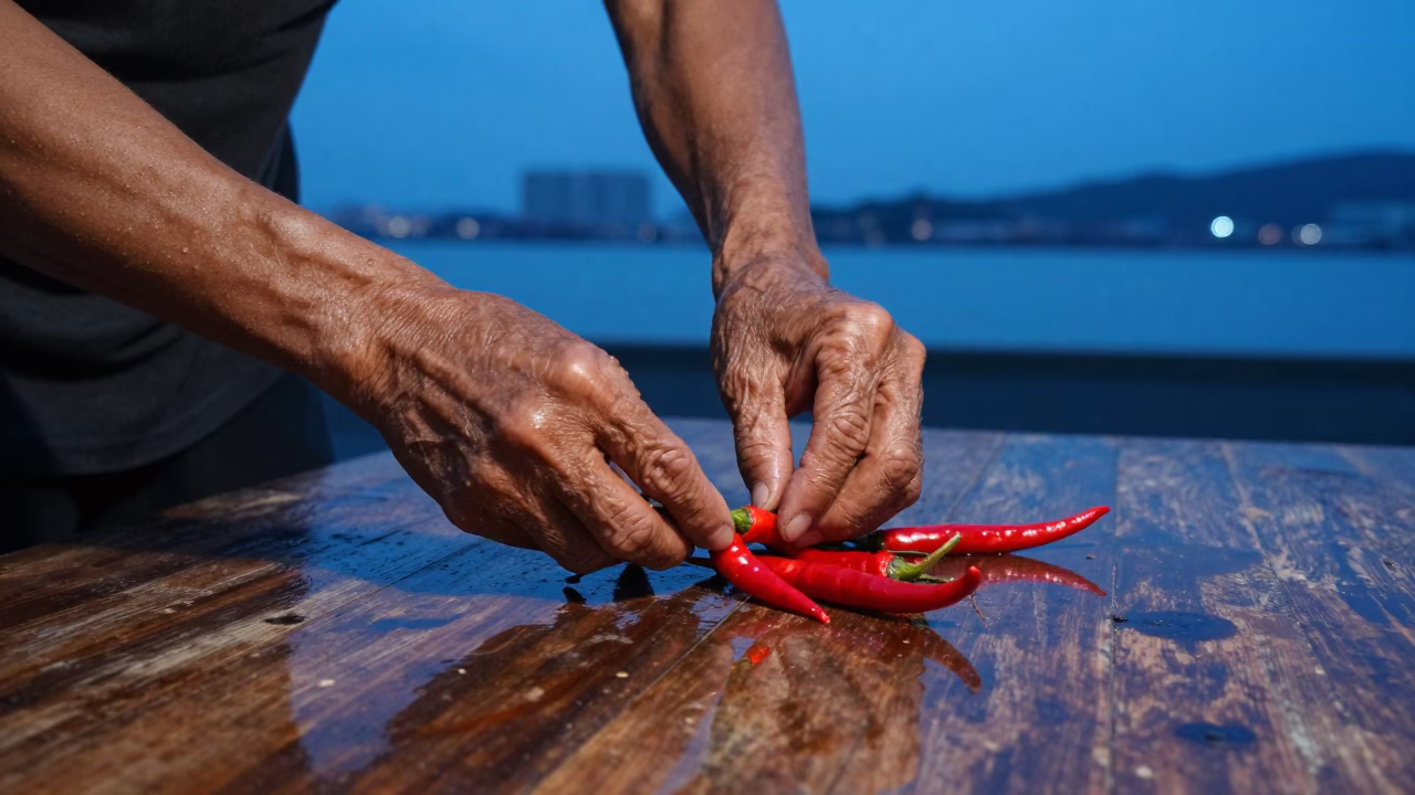 Hands in Kaohsiung at Blue Hour in in Kaohsiung, Taiwan