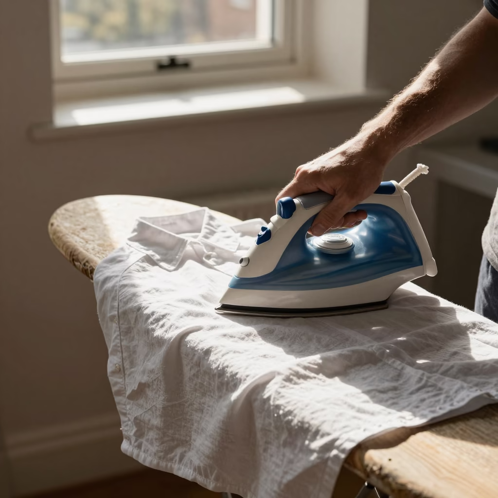 Hands Ironing A Shirt in London in in London, United Kingdom