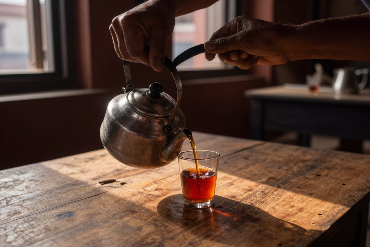 Hands Pouring Tea in Kathmandu in in Kathmandu, Nepal