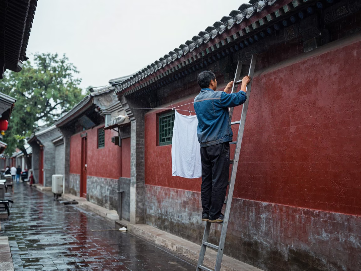 Hanging Laundry in Beijing in in Beijing, China