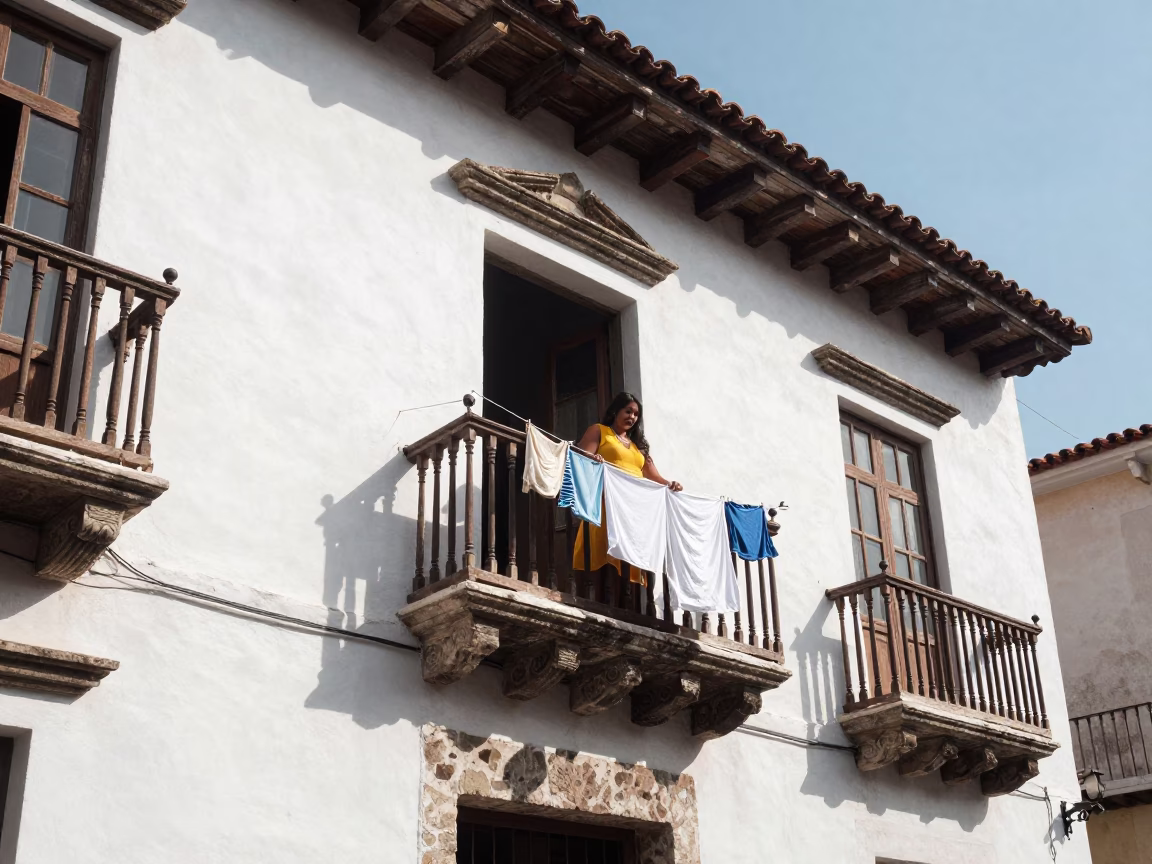 Hanging Laundry in Cartagena in in Cartagena, Colombia