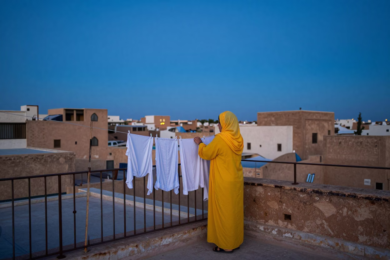 Hanging Laundry in Casablanca in in Casablanca, Morocco