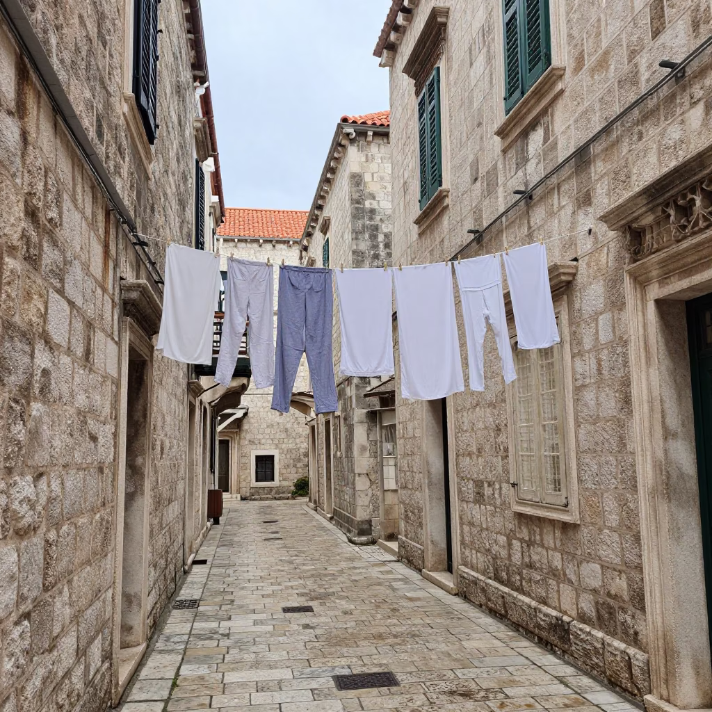 Hanging Laundry in Dubrovnik in in Dubrovnik, Croatia