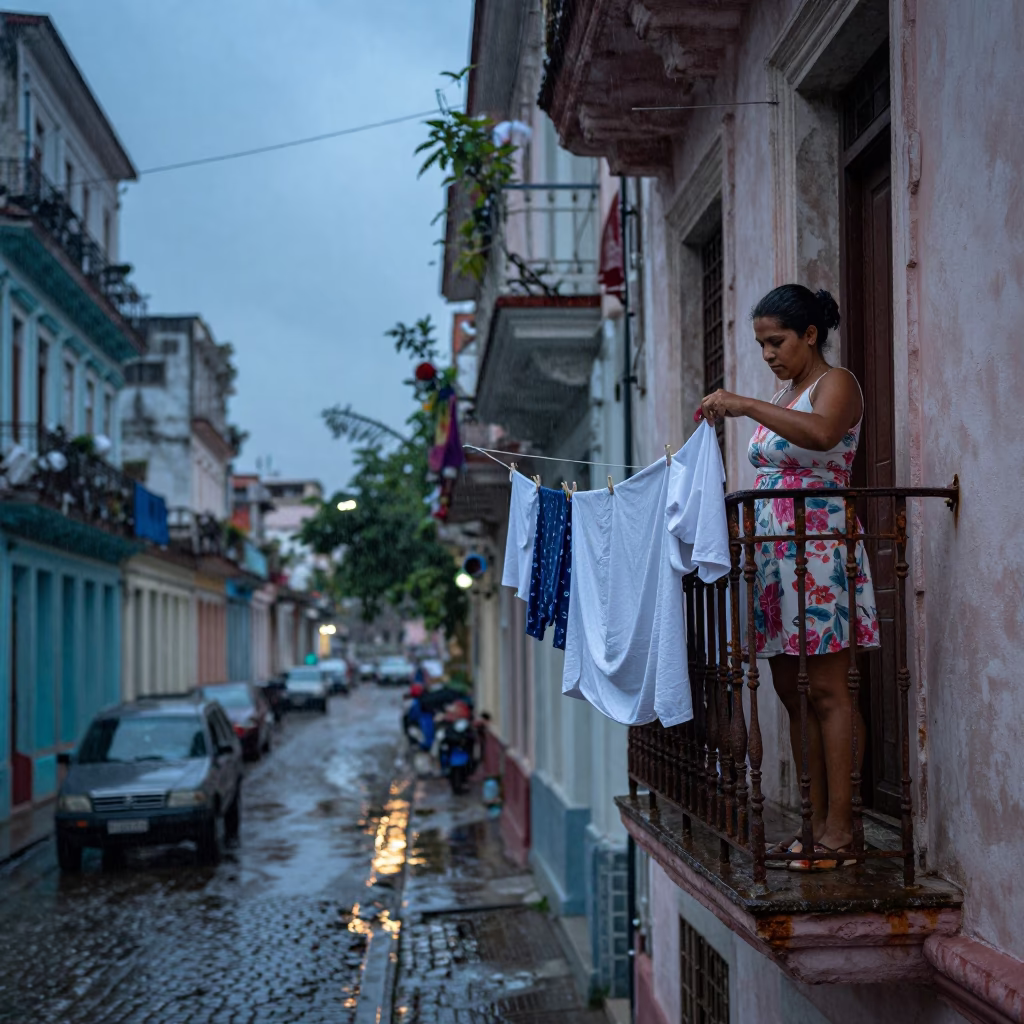 Hanging Laundry in Havana in in Havana, Cuba