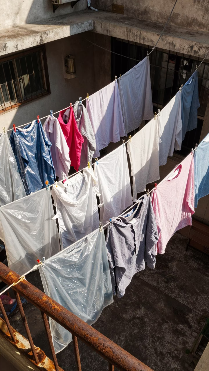 Hanging Laundry in Hong Kong in in Hong Kong, Hong Kong