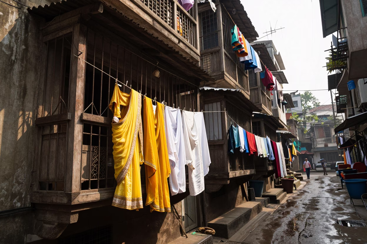 Hanging Laundry in Kolkata in in Kolkata, India
