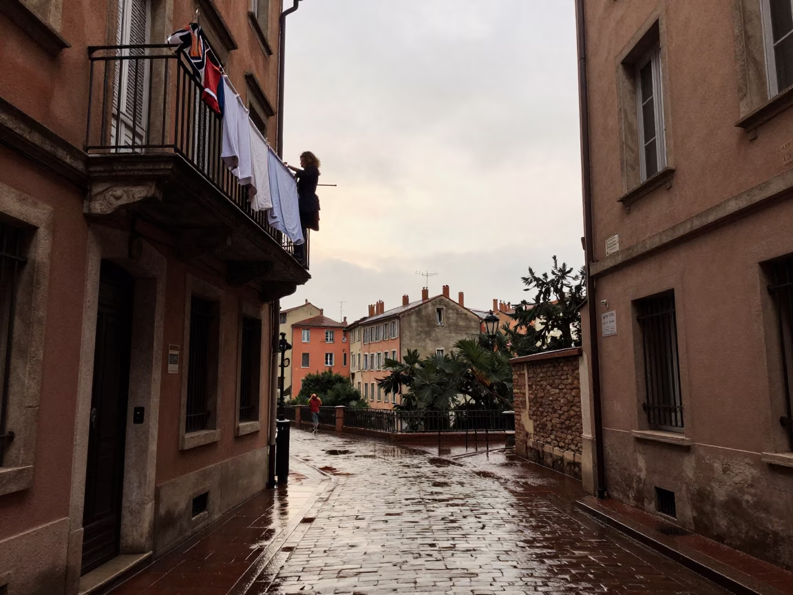 Hanging Laundry in Lyon in in Lyon, France